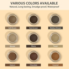 Eyebrow Pomade - Waterproof Brow Pomade for Long-lasting Results,Smudge Proof and Sweat Resistant Formula,Natural Eyebrow Makeup for All Skin Types and Tones - Black