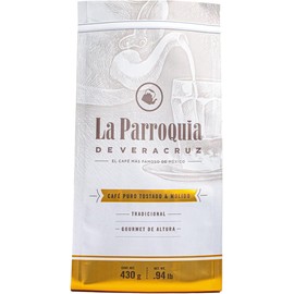 LA PARROQUIA DE VERACRUZ - Bolsa de Café Molido, Tostado y Tradicional, 430 g, Café Puro 100%, Elaborado con Alta Calidad, Café con Aroma Intenso y Agradable, Cuerpo Completo