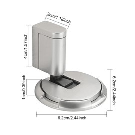 Butée de Porte Mécanique Silencieuse, Bloc Porte Mécanique, Dispositif de Retenue de Porte en Métal sans Perforation, Butoir de Porte Autocollant et Réglable pour l'intérieur, Sol et Mur (Argent)