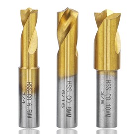 Mesee 3 Piece Welding Point Drill Bit CNC Milling Cutter Drill Bit Set HSS Cylinder Shank End Mill Welding Drill Bit Tip for Separating Spot Welded Plates, 6.5 mm/8 mm/10 mm