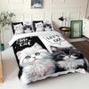 AILONEN Cat Duvet Cover Set Queen Size, Black and White