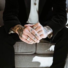 JIPSJICI Viking Rings Stainless Steel Viking Runes Norse Nordic Ring Wedding Band for Men Women Jewelry Gifts, metal, no gemstone