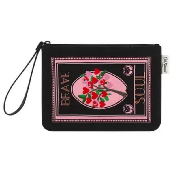 Cath Kidston Keep Kind 'Brave Soul' Black Wristlet Pouch