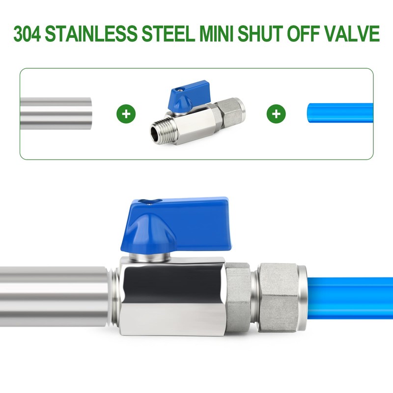 TAISHER 2PCS 304 Stainless Steel Compression Mini Ball Valve Shut