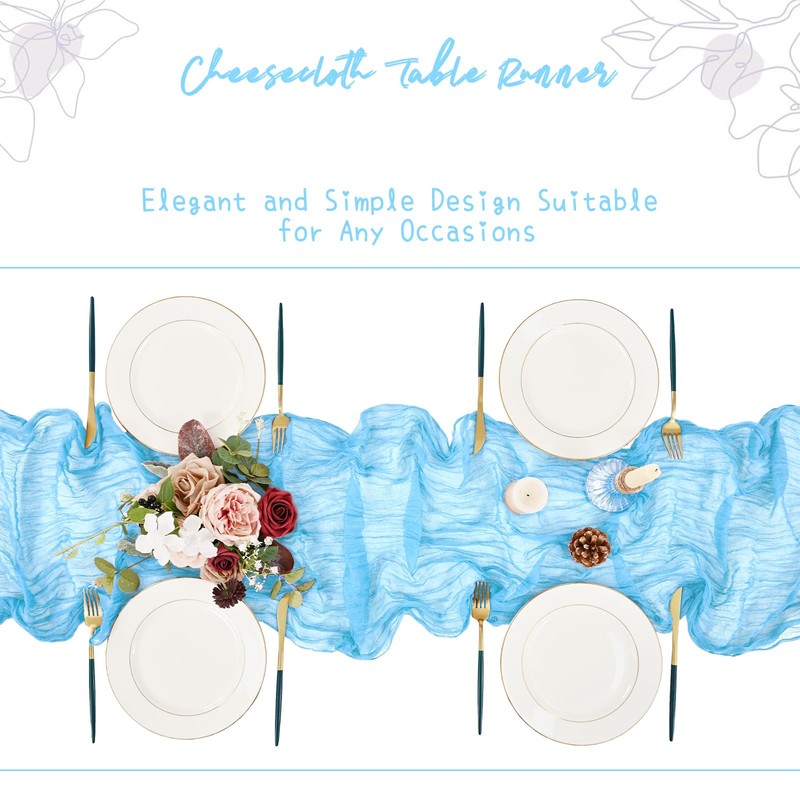 16 Pack Light Blue Cheesecloth Table Runner 17 x 108