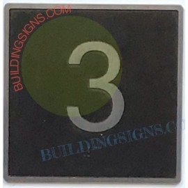 BuildingSigns.com ELEVATOR FLOOR NUMBER 3 SIGN- ELEVATOR JAMB PLATE FLOOR 3 SIGN-REF24-102