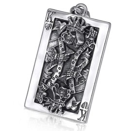 Skull King Pendant, Gothic Skull Poker Necklace for Men, Hip Hop Skull Playing Card Necklace Poker Jewelry, King of Spades Charm Necklace Punk Skull King Poker Pendant Necklace