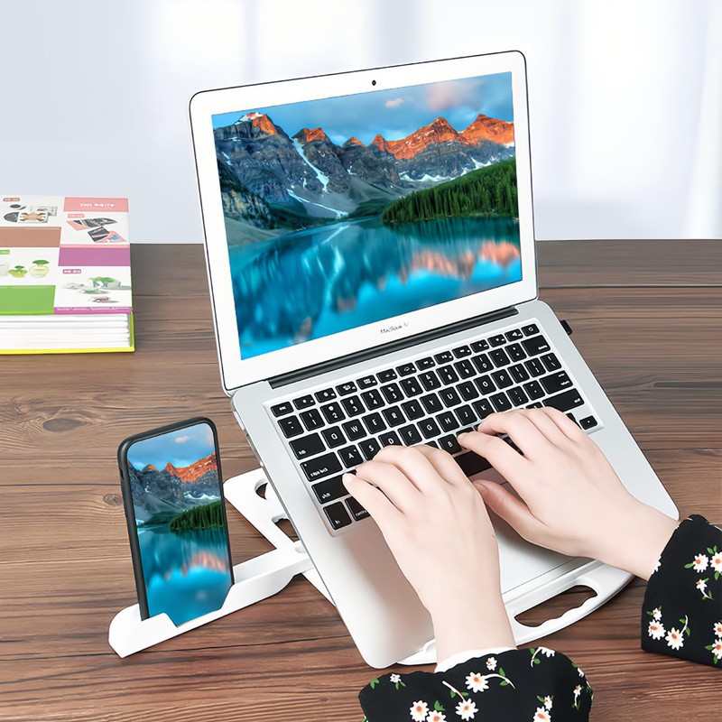 Laptop Stand with Smartphone Stand, 360° Rotation, Foldable, Anti-Slip, Adjustable