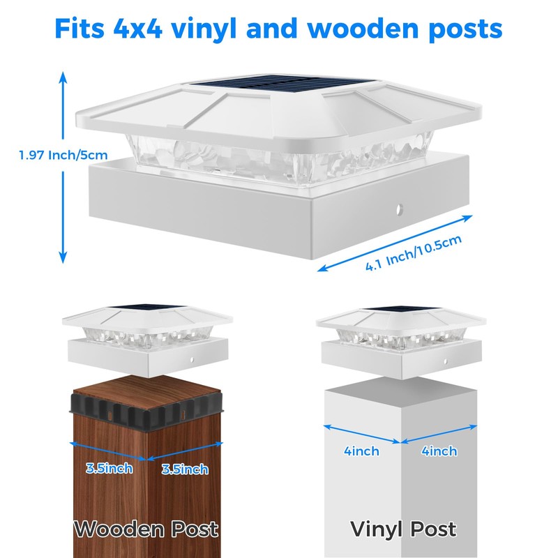 Peasur 4x4 Solar Post Cap Lights Outdoor with 3 Lighting
