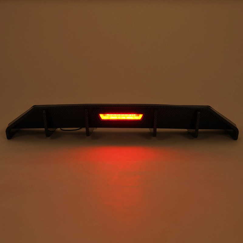 KUAFU Rear Bumper Diffuser Spoiler W/ Led Light Carbon Look