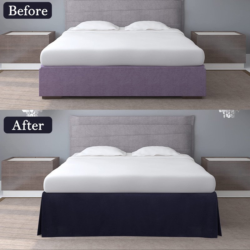 PiccoCasa Pleated Bed Skirt Classic Polyester Dust Ruffled with 14