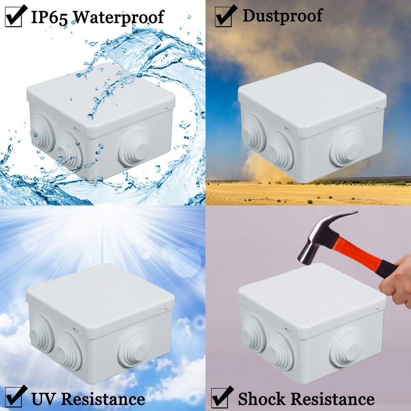 Sunnyglade ABS Plastic Electrical Junction Box IP55 Waterproof Universal Outlet
