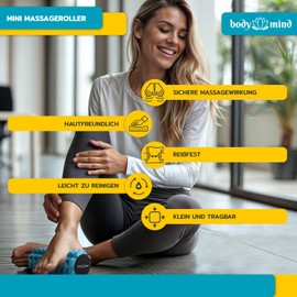 Body & Mind® Mini Fascia Roller - Compact Massage Roller for Targeted Fascia Training; Ideal for Feet, Hands, Knees, Neck, Back, Legs & Other Muscle Groups; 15 x 6 cm (Blue)