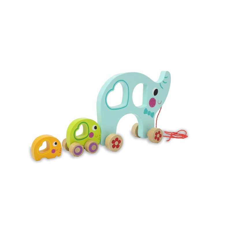 JAMARA Kidiwood 460875 Wooden Toy Pull Elephant Family, 3 Pieces,