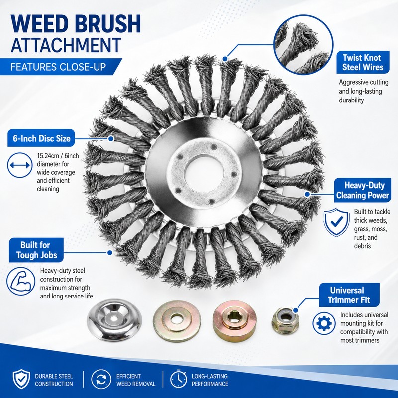 6-Inch Steel Wire Trimmer Brush Head for Weed Removal –