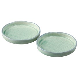 Santto 10873-2 Banko Ware Noodle Ware Yakumi Plate, Set of 2, Celadon
