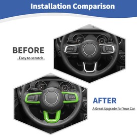 RT-TCZ for Wrangler JL Steering Wheel Trim Decal Panel Green for Jeep Wrangler JL JLU Gladiator JT 2018-Present Green Interior Accessories 3pcs