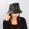 Manfnee Leopard Bucket Hat PU Leather Bucket Hats Sun Hat