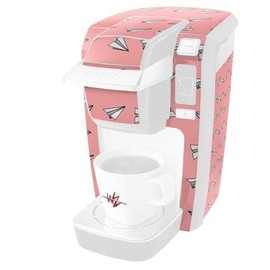 WraptorSkinz Decal Style Vinyl Skin compatible for Keurig K10 / K15 Mini Plus Coffee Makers Paper Planes Pink (COFFEE MAKER NOT INCLUDED)
