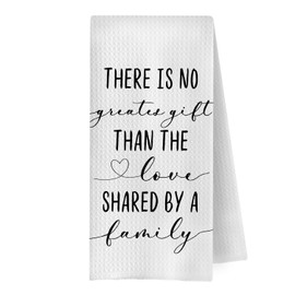 GCFET Family Quotes Kitchen Towels - Housewarming Gifts Decorative Waffle Weave Dish Towels, Love Quote Family Hand Tea Towels, Gifts for Families, 16x24 Inch