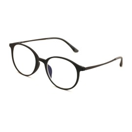 TR90 With Flexible Titanium B Temple Round Reading Glasses - Blue AR Coating - Reduce fatigue, strain, & dry eye from computer usage. (Matte Black, 1.75)