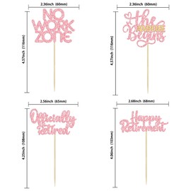 24Pcs Happy Retirement Cupcake Toppers Officially Retired No Work Zone Adventure Begins Cupcake Pick Decorations Retirement Theme Farewell Birthday Party Decorations Supplies Pink