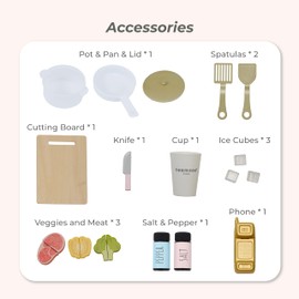 Teamson Kids Little Chef Hampton Wooden Play Kitchen Set for Toddlers with 17 Accessories, Pretend Toy Kitchen for Girls and Boys Age 3+, Montessori Style, Pink