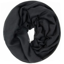 Gloop 01122-01123-P Women's Elegant Plain Loop Scarf, Tube Scarf, Plain Colour, Lightweight Tube Scarf, Black without glitter 01125a1