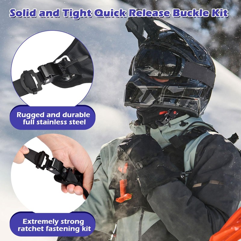 iGuerburn 2Pcs Helmet Quick Release Buckle Kit, Stainless Steel Motorcycle