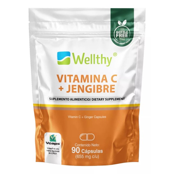 Wellthy Vitamina C+jengibre 90 Caps