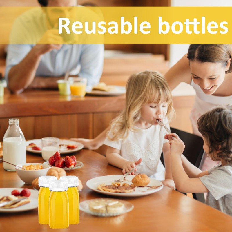 8 Pack 100ml Plastic Juice Bottles,Reusable Small Clear Juice Container,Mini