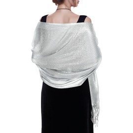 Jmkcoz Women's Pashmina Shawls Wraps Scarf for Evening Dresses Bridal Bridesmaid Wedding Winter Large Warm Soft Silky Scarves (White)