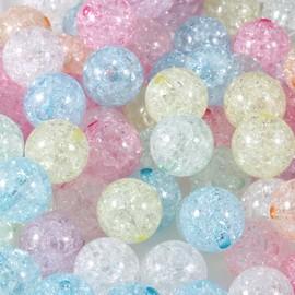 120Pcs 16MM Acrylic Beads for Jewelry Making,Crack Mix Color Acrylic Round Beads for DIY Bracelets Necklace Keychain Mobile Phone Chain (Crack Mix Color, 16MM)