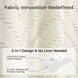 Cream Shower Curtain Boho Farmhouse Shower Curtain 72 x 72 Tufted Chevron Textured Minimalist Shower Curtains for Bathroom