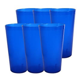 Party Outlaw Ryl Blue Plastic Cup Tumblers 6 Pc 20oz Lightweight, Heavy Duty Stackable Cafe Style Plastic Glasses. Reusable & Dishwasher Safe Ice Tea & Water Cups