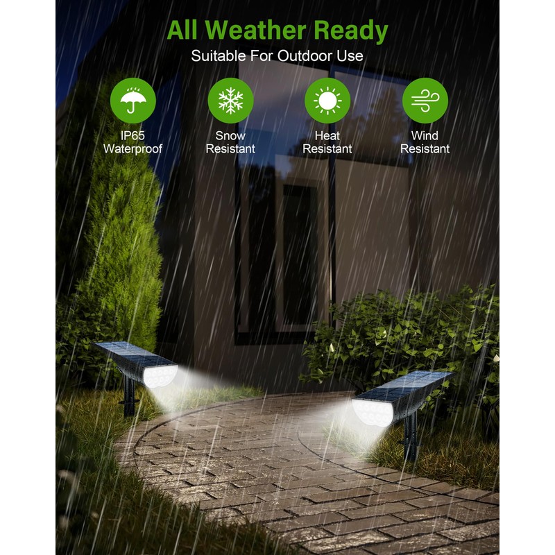 ZOOKKI Solar Spot Lights Outdoor, Solar Lights Outdoor Waterproof IP65,