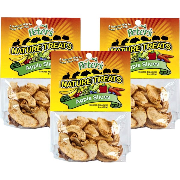 Peters (3 Pack) Apple Slices Small Animal Nature Treats, 1 Ounce Per Bag