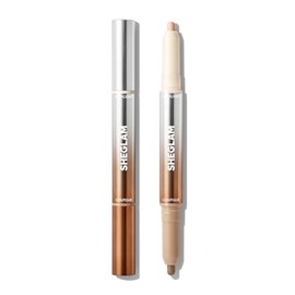 SHEGLAM Fine Line Pluma de Contorno y Resaltado de Nariz 2 en 1 de Larga Duración Resistente al Agua Bronceador en Crema y Barras Resaltadoras-Umber