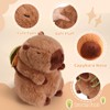 Riuhot Capybara Stuffed Animals with Hamburger Backpack Soft Capybara Plush