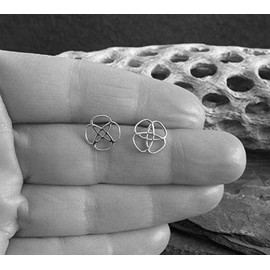 Celtic Knot Stud Earrings Oxidized Sterling Silver Handmade in USA