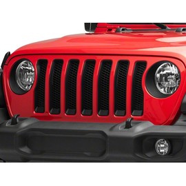 RedRock Headlight Trim and Grille Insert Kit; Matte Black Compatible For 18-23 Jeep Wrangler JL Sport w/o TrailCam