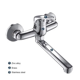 Kitchen Tap Wall Mounted Sink Mixer Tap Kitchen Tap Single Lever Mixer Tap Wall Washbasin Mixer Tap with 360° Rotatable for Kitchen Chrome (type1)