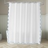 TheBlackSpot Small Stall White Boho Shower Curtain with Scalloped Border