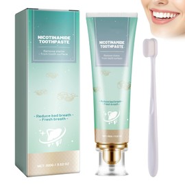 Radiant Whitening Zahnpasta, Mildes Zahncreme Weiße Zähne, Frisches Niacinamide Zahnpasta, Fördert die Mundfrische, Tiefenreinigung, Grün, mit 1 Zahnbürste