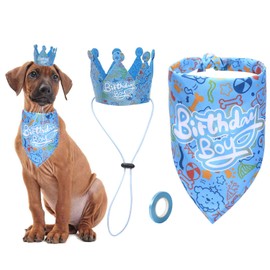 Zaabaazina Dog Birthday Decorations, Dog Birthday Party Supplies, Dog Birthday Bandana Boy Blue Dog Birthday Hat, Dog Birthday Banner for Dogs Party Supplies Decorations