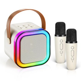 Mini karaoke machine with microphone sound system, portable karaoke machine with 2 wireless microphones, birthday gifts for girls and children aged 4-12, family gatherings,TikTokShopBacktoSchool:_Black