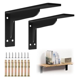 ePicsoa Pack of 2 Shelf Brackets, 288 mm Shelf Brackets, Heavy Duty 90 Degree Right Angle Bracket, Heavy Duty Angle Wall Mount Angle Shelf for Home, Kitchen, Workshop, Gardens (Black)