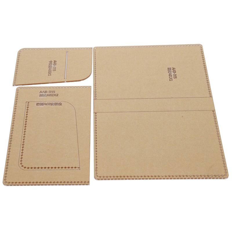 3Pcs Acrylic Template Card Bag DIY Passport Holder Leather Pattern