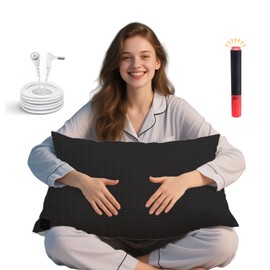 Ali King Grounding Pillowcase, 5% Conductive Silver + 95% Soft Cotton Earth Grounding Pillow Cases with Grounding Cord for Improve Sleep (Black, King (20x36inches))