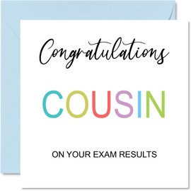 Congratulations Cousin Cards - On Your Exams - Proud of You Card Congrats Graduation Degree Exam Results School College Exams GCSE A Level Uni, 145mm x 145mm Well Done Greeting Cards